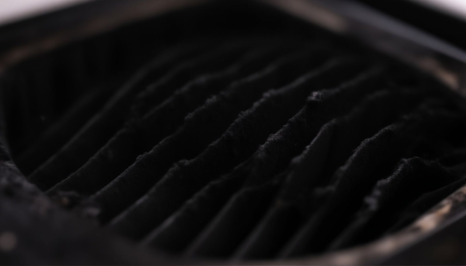 HVAC filter turning black close-up view